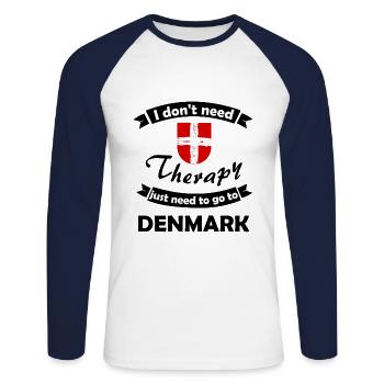 Vacances au Danemark - T-shirt baseball manches longues Homme - blanc/marine - Devant - Nik (191cm)