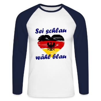 Der Deutschland Wahlkampf - Unisex Baseballshirt langarm - Weiß/Navy - Vorne - Nik (191cm)