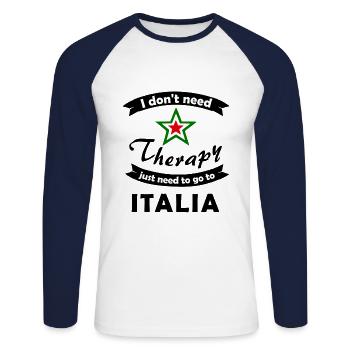 At home in Italia - Unisex Long Sleeve Baseball T-Shirt - white/navy - Front - Nik (191cm)