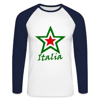 Italy in the south of Europe - Unisex Long Sleeve Baseball T-Shirt - white/navy - Front - Nik (191cm)