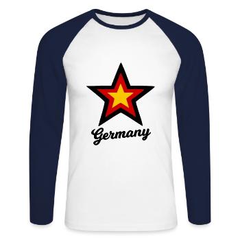 The star from Germany - Unisex Long Sleeve Baseball T-Shirt - white/navy - Front - Nik (191cm)