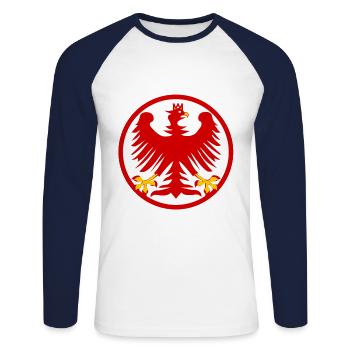 Fans d’Autriche - T-shirt baseball manches longues Homme - blanc/marine - Devant - Nik (191cm)