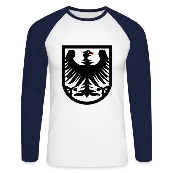 Le mythe de l’Allemagne - T-shirt baseball manches longues Homme - blanc/marine - Devant - Nik (191cm)