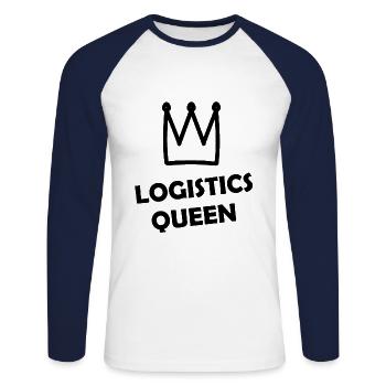 The Queen of Logistics - Unisex Long Sleeve Baseball T-Shirt - white/navy - Front - Nik (191cm)