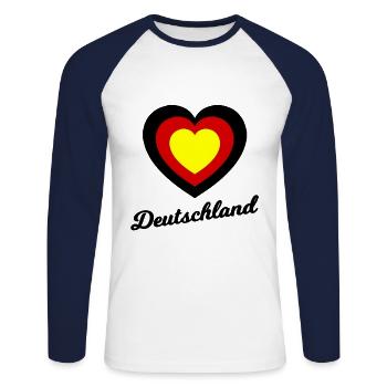 The Germany Love - Unisex Long Sleeve Baseball T-Shirt - white/navy - Front - Nik (191cm)