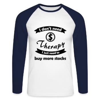 Stocks and Investments Investor - Unisex Long Sleeve Baseball T-Shirt - white/navy - Front - Nik (191cm)