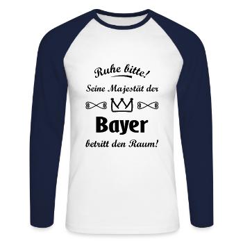 Der König aus Bayern - Unisex Baseballshirt langarm - Weiß/Navy - Vorne - Nik (191cm)