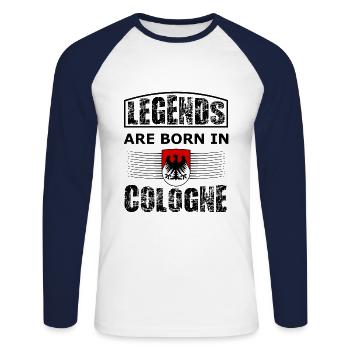 Les supporters de Cologne - T-shirt baseball manches longues Homme - blanc/marine - Devant - Nik (191cm)