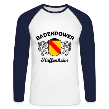 Die Legenden aus Sinsheim - Unisex Baseballshirt langarm - Weiß/Navy - Vorne - Nik (191cm)