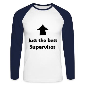 Der Supervisor im Team - Unisex Baseballshirt langarm - Weiß/Navy - Vorne - Nik (191cm)
