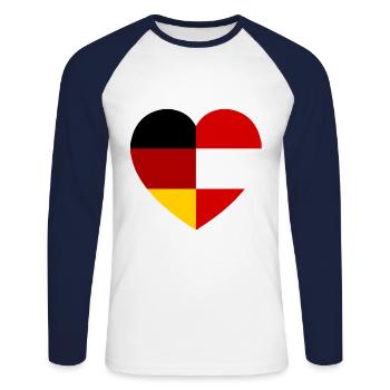 The Austrian German Heart - Unisex Long Sleeve Baseball T-Shirt - white/navy - Front - Nik (191cm)