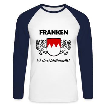 The Franks Are Coming - Unisex Long Sleeve Baseball T-Shirt - white/navy - Front - Nik (191cm)