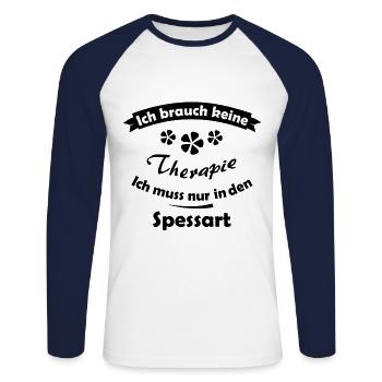 Daheim im Spessart - Unisex Baseballshirt langarm - Weiß/Navy - Vorne - Nik (191cm)