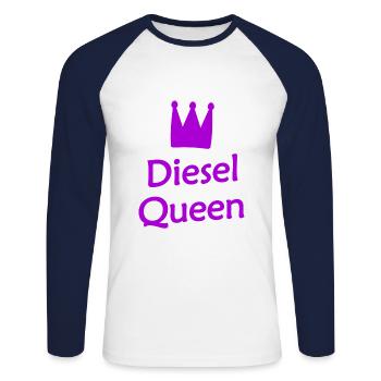 The Diesel and Petrol Princess - Unisex Long Sleeve Baseball T-Shirt - white/navy - Front - Nik (191cm)