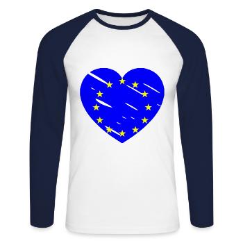 Le cœur de l’Europe - T-shirt baseball manches longues Homme - blanc/marine - Devant - Nik (191cm)