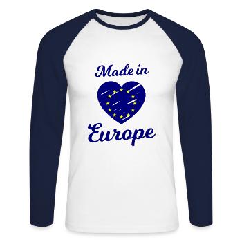 Love from Europe - Unisex Long Sleeve Baseball T-Shirt - white/navy - Front - Nik (191cm)