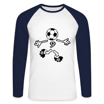 Die Nummer 9 - Unisex Baseballshirt langarm - Weiß/Navy - Vorne - Nik (191cm)