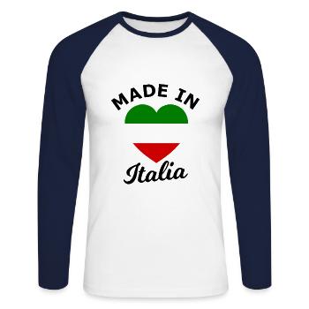 Liebe aus Italien - Unisex Baseballshirt langarm - Weiß/Navy - Vorne - Nik (191cm)