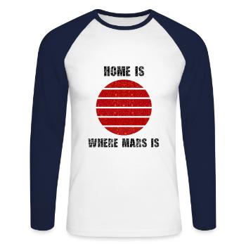 À l’aise dans l’espace - T-shirt baseball manches longues Homme - blanc/marine - Devant - Nik (191cm)