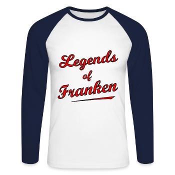 Les légendes de Franconie - T-shirt baseball manches longues Homme - blanc/marine - Devant - Nik (191cm)