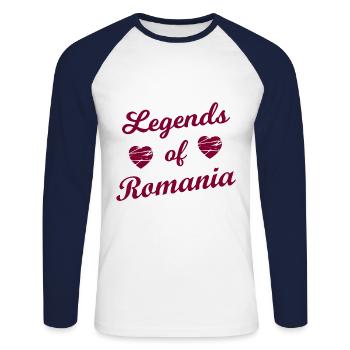 Les mythes de la Roumanie - T-shirt baseball manches longues Homme - blanc/marine - Devant - Nik (191cm)