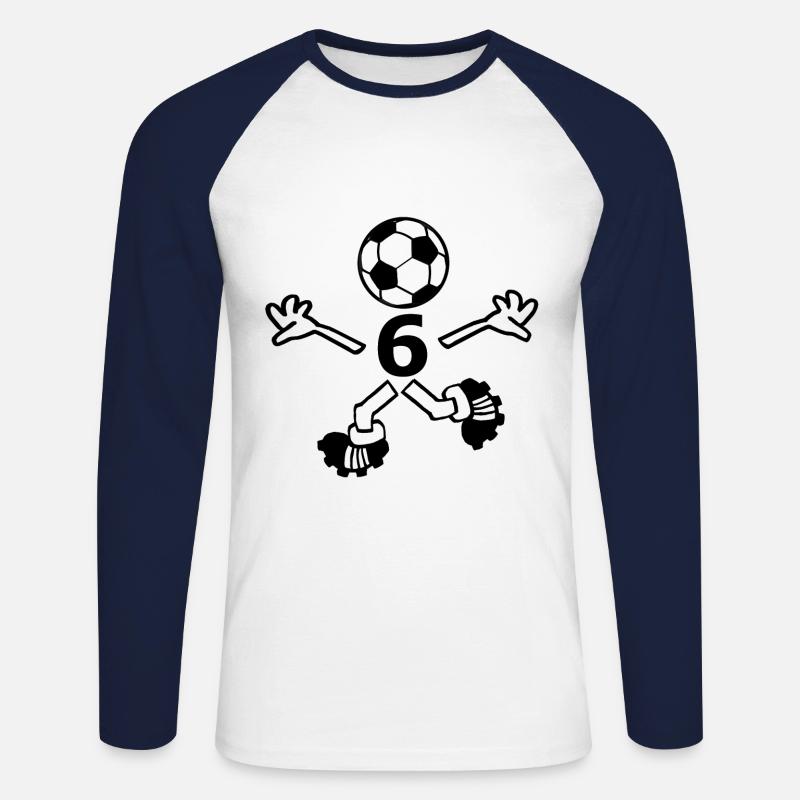 Der Spieler Nummer sechs - Unisex Baseballshirt langarm - Weiß/Navy