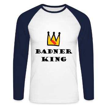 Le roi du Badnerland - T-shirt baseball manches longues Homme - blanc/marine - Devant - Nik (191cm)