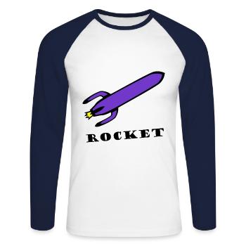 La fusée rapide - T-shirt baseball manches longues Homme - blanc/marine - Devant - Nik (191cm)