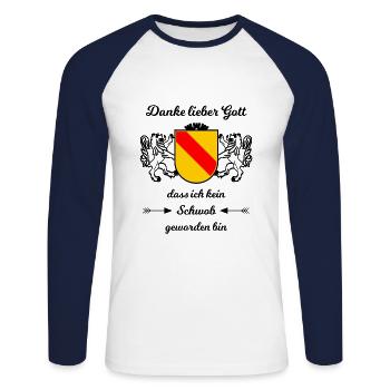 Born in Badnerland - Unisex Long Sleeve Baseball T-Shirt - white/navy - Front - Nik (191cm)
