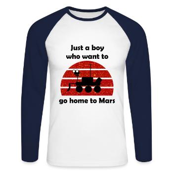 Vol dans l’espace - T-shirt baseball manches longues Homme - blanc/marine - Devant - Nik (191cm)