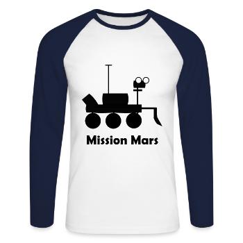 La mission sur la planète Mars - T-shirt baseball manches longues Homme - blanc/marine - Devant - Nik (191cm)
