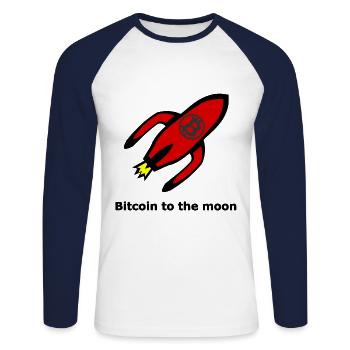 Le voyage sur la Lune - T-shirt baseball manches longues Homme - blanc/marine - Devant - Nik (191cm)
