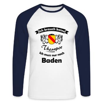 Urlaub im Badnerland - Unisex Baseballshirt langarm - Weiß/Navy - Vorne - Nik (191cm)