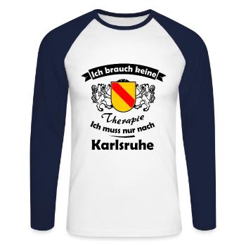Therapy in Karlsruhe - Unisex Long Sleeve Baseball T-Shirt - white/navy - Front - Nik (191cm)