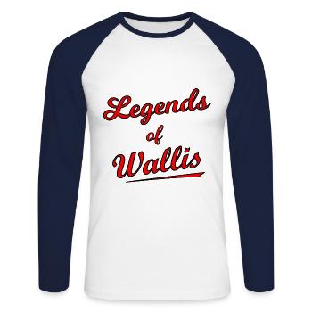 Die Legenden von Wallis - Unisex Baseballshirt langarm - Weiß/Navy - Vorne - Nik (191cm)