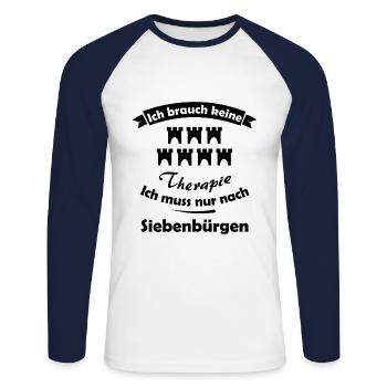 Vacances en Transylvanie - T-shirt baseball manches longues Homme - blanc/marine - Devant - Nik (191cm)