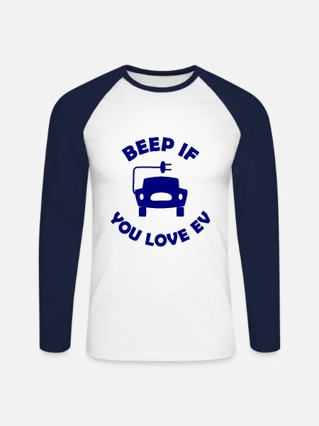 Die E Auto Fans - Unisex Baseballshirt langarm - Weiß/Navy