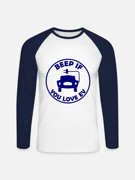 Elektrisch Auto fahren - Unisex Baseballshirt langarm - Weiß/Navy