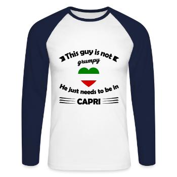 Die Reise nach Capri - Unisex Baseballshirt langarm - Weiß/Navy - Vorne - Nik (191cm)