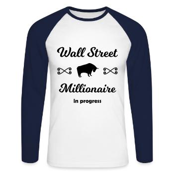 Der Investor Star - Unisex Baseballshirt langarm - Weiß/Navy - Vorne - Nik (191cm)