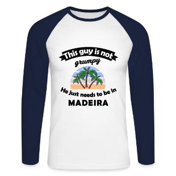 Der Urlaub in Madeira - Unisex Baseballshirt langarm - Weiß/Navy - Vorne - Nik (191cm)