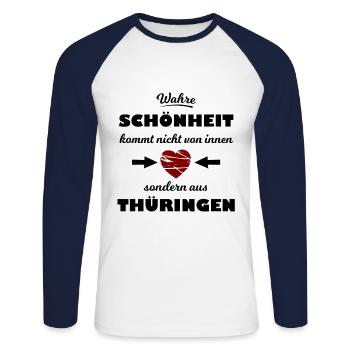 The Thuringians are coming - Unisex Long Sleeve Baseball T-Shirt - white/navy - Front - Nik (191cm)
