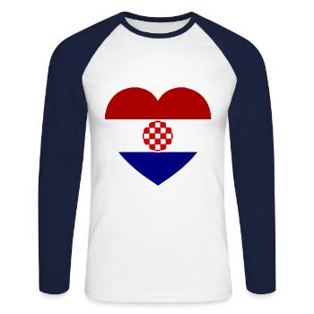The heart of love for Croatia - Unisex Long Sleeve Baseball T-Shirt - white/navy - Front - Nik (191cm)