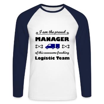 The best logistics - Unisex Long Sleeve Baseball T-Shirt - white/navy - Front - Nik (191cm)