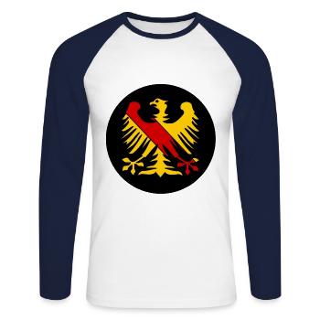 The German Eagles - Unisex Long Sleeve Baseball T-Shirt - white/navy - Front - Nik (191cm)