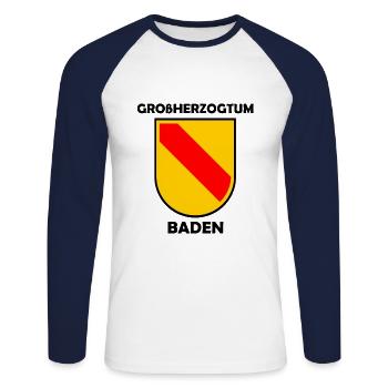 The home of Badnerland - Unisex Long Sleeve Baseball T-Shirt - white/navy - Front - Nik (191cm)