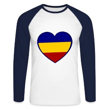 Romanian love - Unisex Long Sleeve Baseball T-Shirt - white/navy - Front - Nik (191cm)
