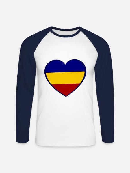 Amour roumain - T-shirt baseball manches longues Homme - blanc/marine