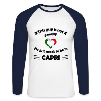 Reise auf die Insel Capri - Unisex Baseballshirt langarm - Weiß/Navy - Vorne - Nik (191cm)