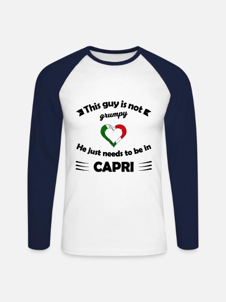 Reise auf die Insel Capri - Unisex Baseballshirt langarm - Weiß/Navy